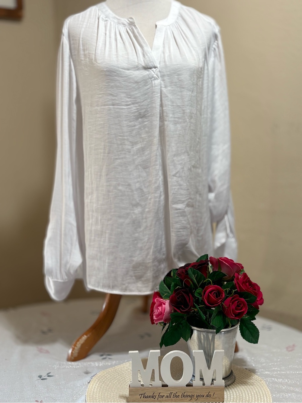 Simply Vera Vera Wang White Long-Sleeve Peasant Top